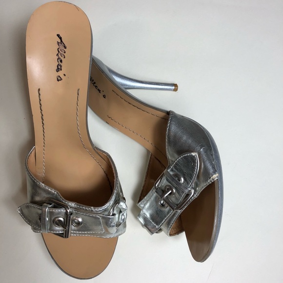 Shoes - Silver high heel sandals. Size 9